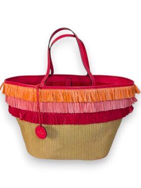 Kate Spade New York Anabette Woven Straw And Colorful Fringe Tote Bag